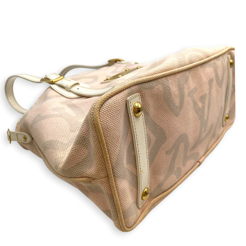 Tahitienne Cabas GM Pink Shoulder Bag in Canvas Gold hardware CL2603-20507 6