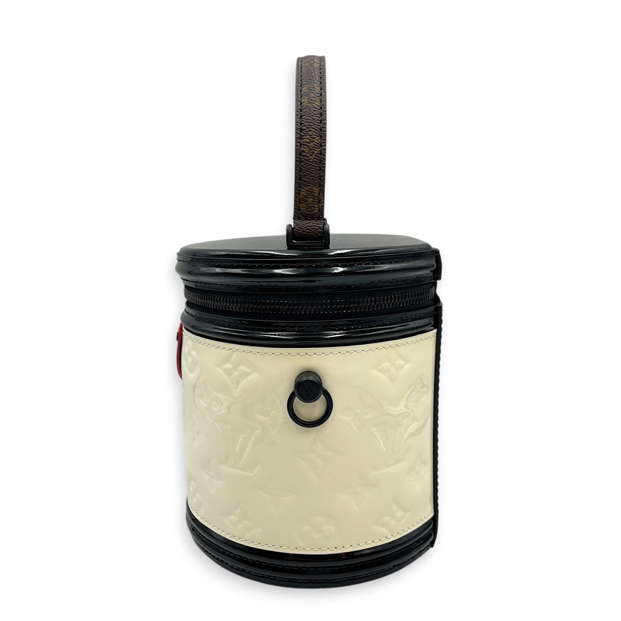 Cannes Black/White Top Handle Bag in Monogram Vernis Leather Matte Metal hardware CL2603-20524 4
