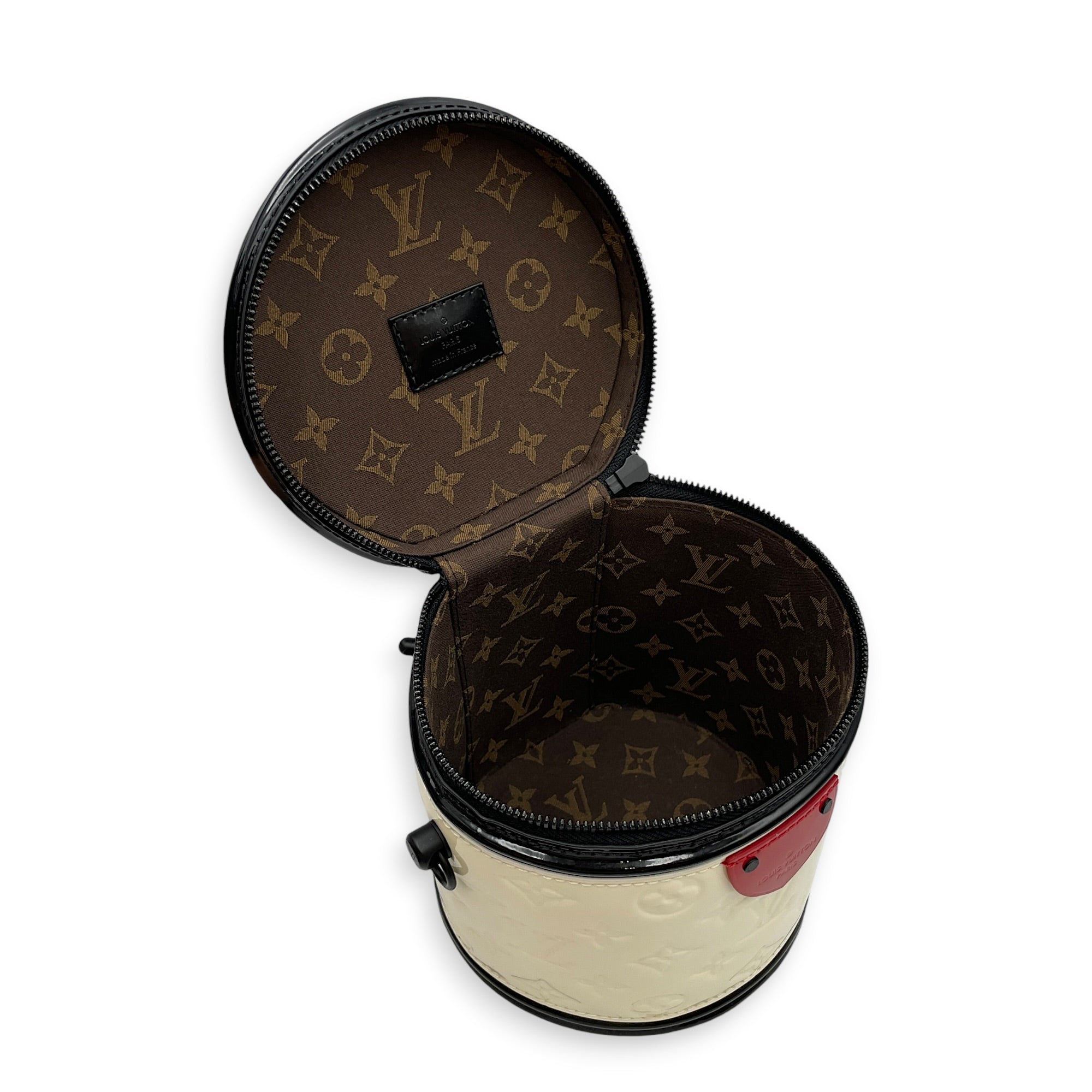 Cannes Black/White Top Handle Bag in Monogram Vernis Leather Matte Metal hardware CL2603-20524 6
