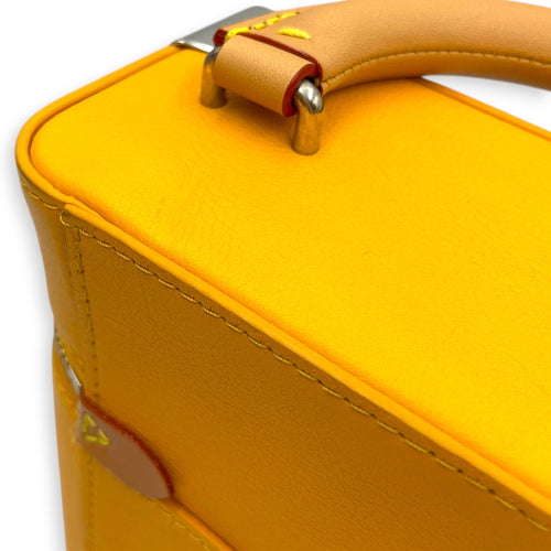 Vertical Box Trunk Saffron Yellow Shoulder Bag in Calfskin Silver hardware CL2603-20532 10