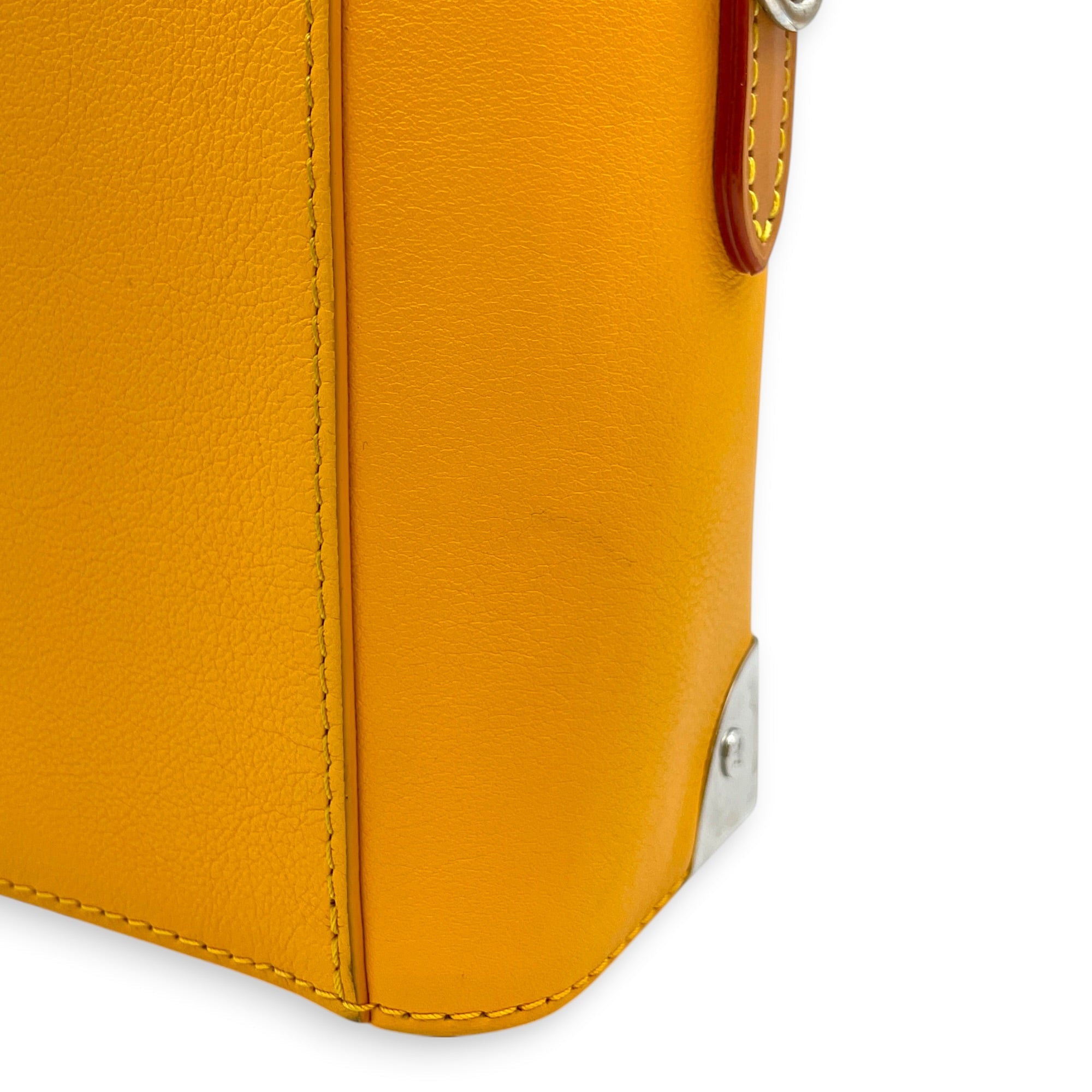 Vertical Box Trunk Saffron Yellow Shoulder Bag in Calfskin Silver hardware CL2603-20532 11
