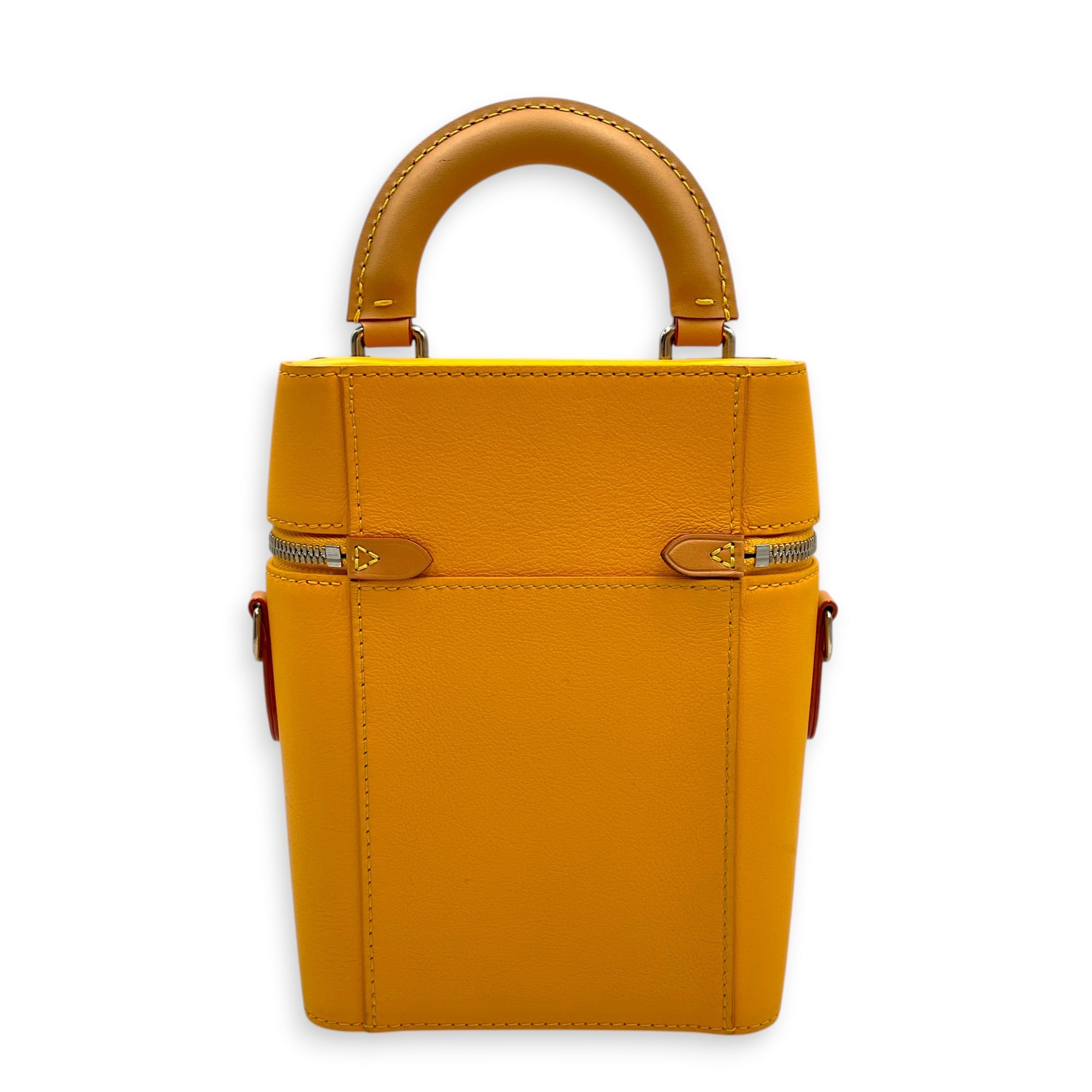 Vertical Box Trunk Saffron Yellow Shoulder Bag in Calfskin Silver hardware CL2603-20532 2