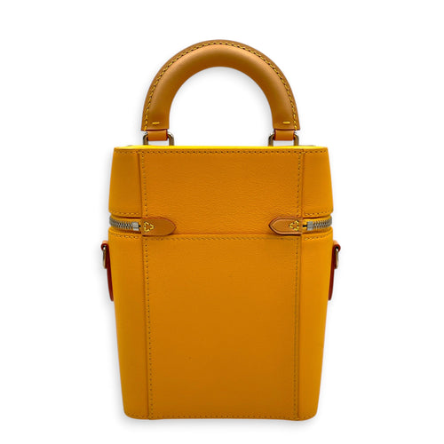 Vertical Box Trunk Saffron Yellow Shoulder Bag in Calfskin Silver hardware CL2603-20532 2
