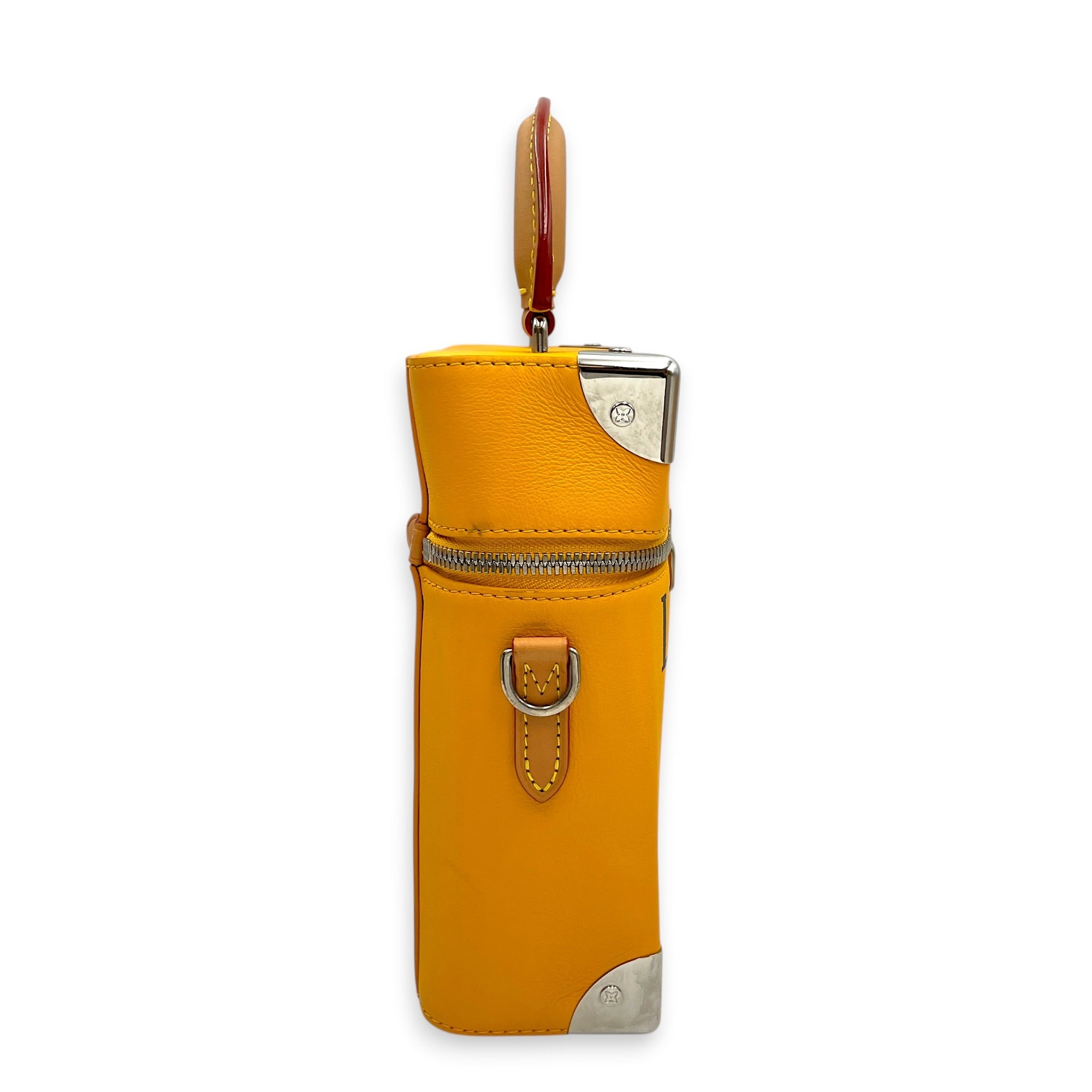 Vertical Box Trunk Saffron Yellow Shoulder Bag in Calfskin Silver hardware CL2603-20532 3