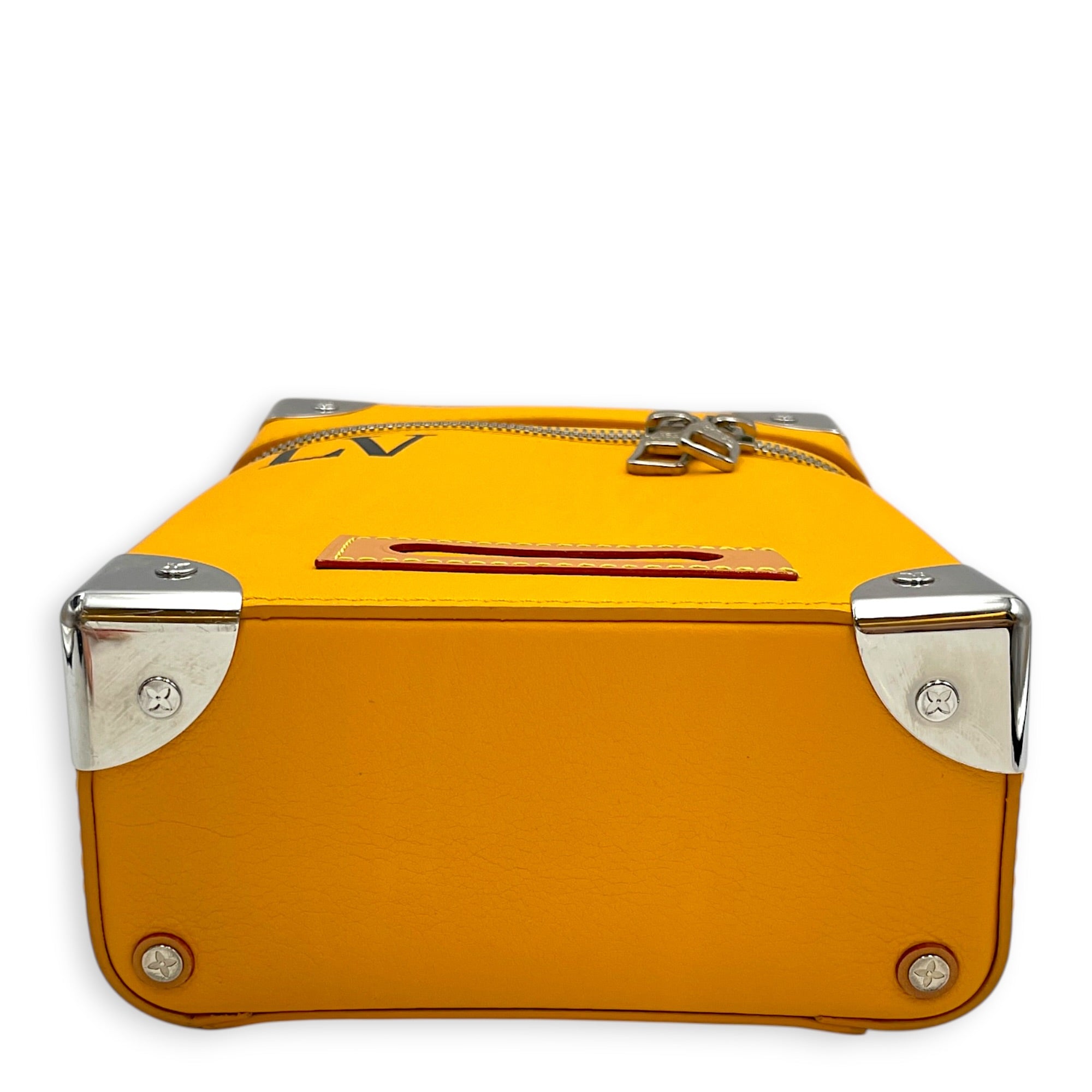 Vertical Box Trunk Saffron Yellow Shoulder Bag in Calfskin Silver hardware CL2603-20532 5