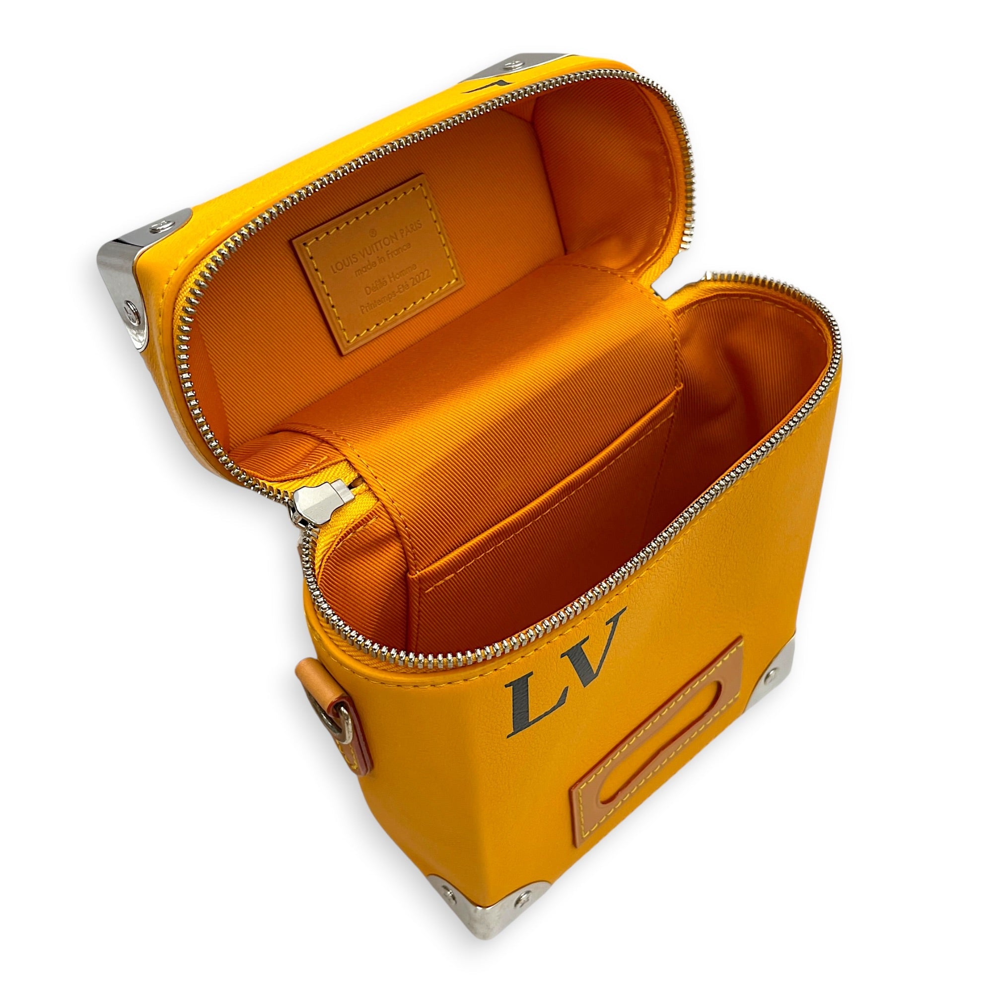 Vertical Box Trunk Saffron Yellow Shoulder Bag in Calfskin Silver hardware CL2603-20532 6