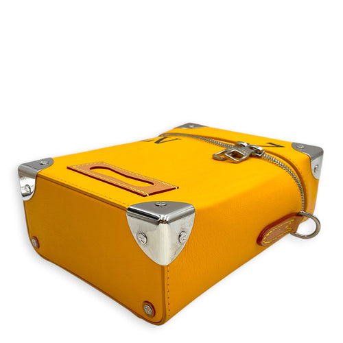 Vertical Box Trunk Saffron Yellow Shoulder Bag in Calfskin Silver hardware CL2603-20532 9