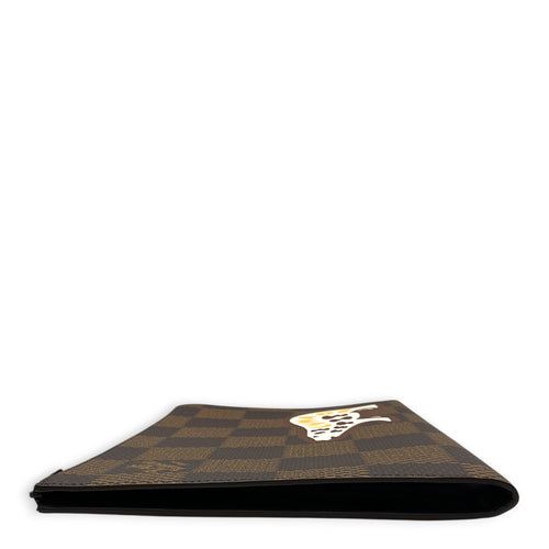 LV x Nigo Pochette Jour Damier Ebene Giant GM Brown Pouch in Canvas