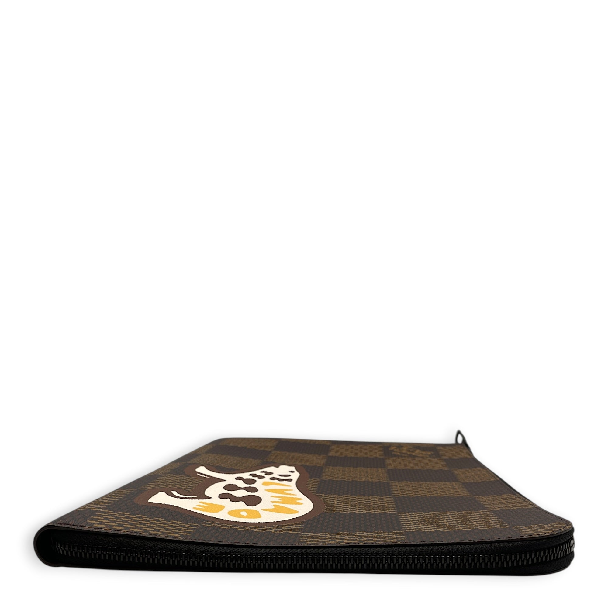 LV x Nigo Pochette Jour Damier Ebene Giant GM Brown Pouch in Canvas