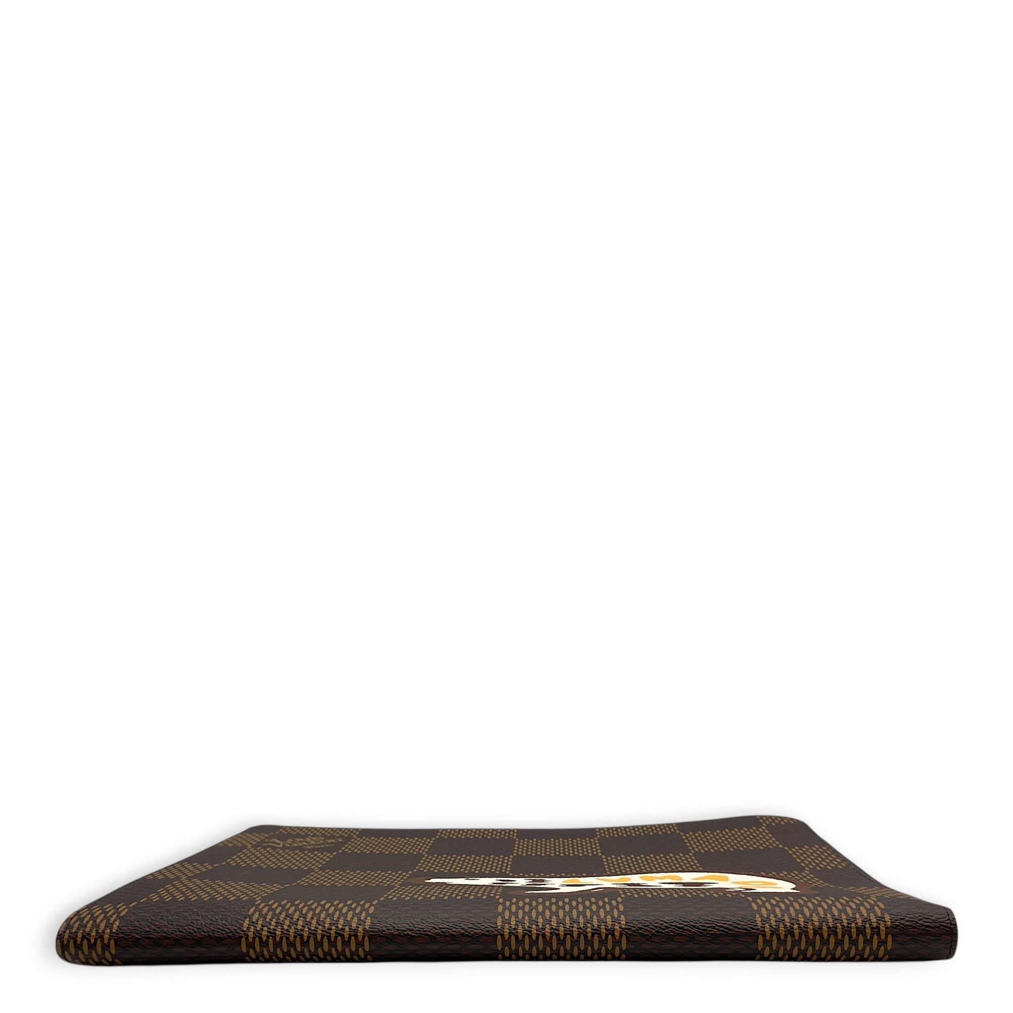 LV x Nigo Pochette Jour Damier Ebene Giant GM Brown Pouch in Canvas