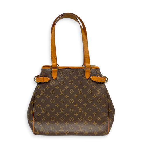 Batignolles Vertical Monogram Brown Shoulder Bag in Canvas Gold hardware
