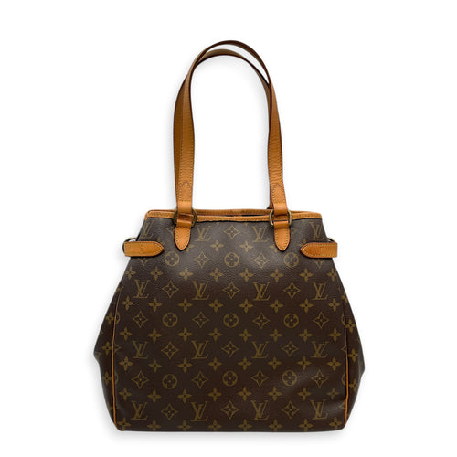 Batignolles Vertical Monogram Brown Shoulder Bag in Canvas Gold hardware