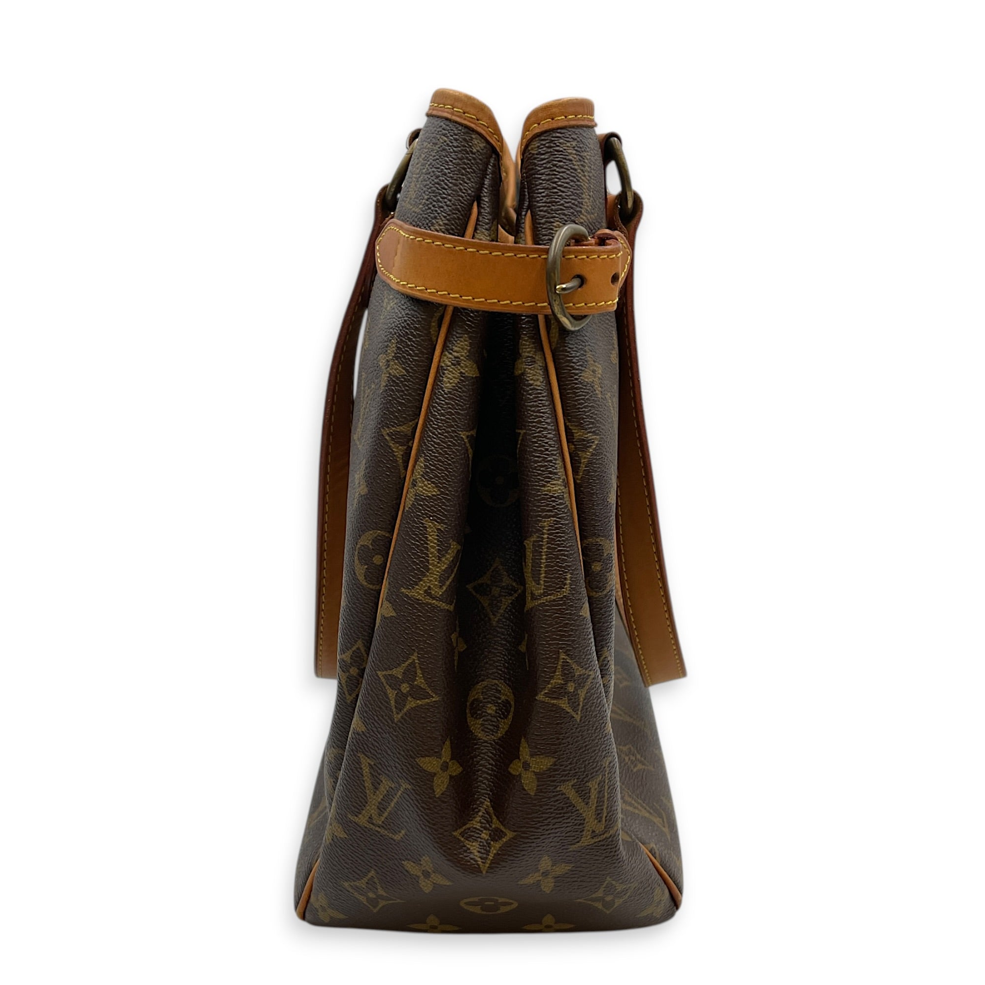 Batignolles Vertical Monogram Brown Shoulder Bag in Canvas Gold hardware