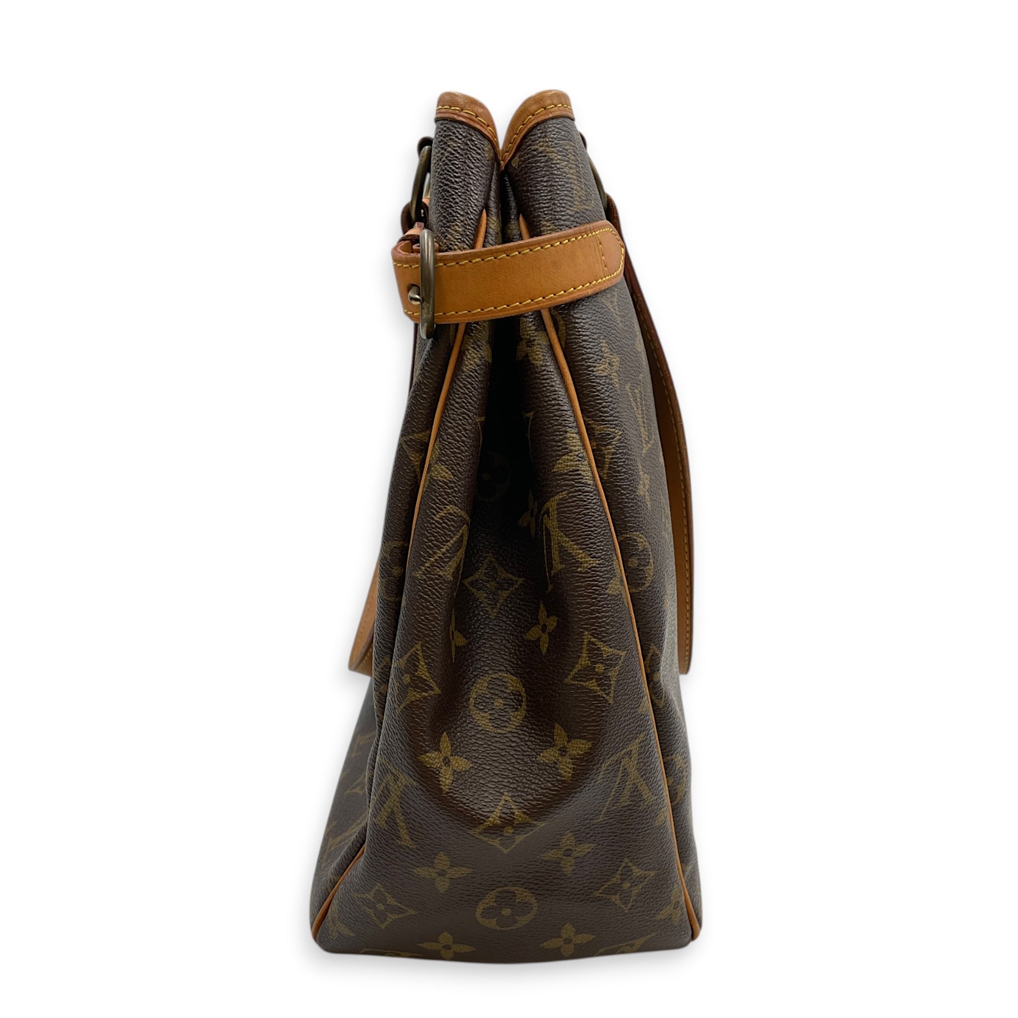 Batignolles Vertical Monogram Brown Shoulder Bag in Canvas Gold hardware