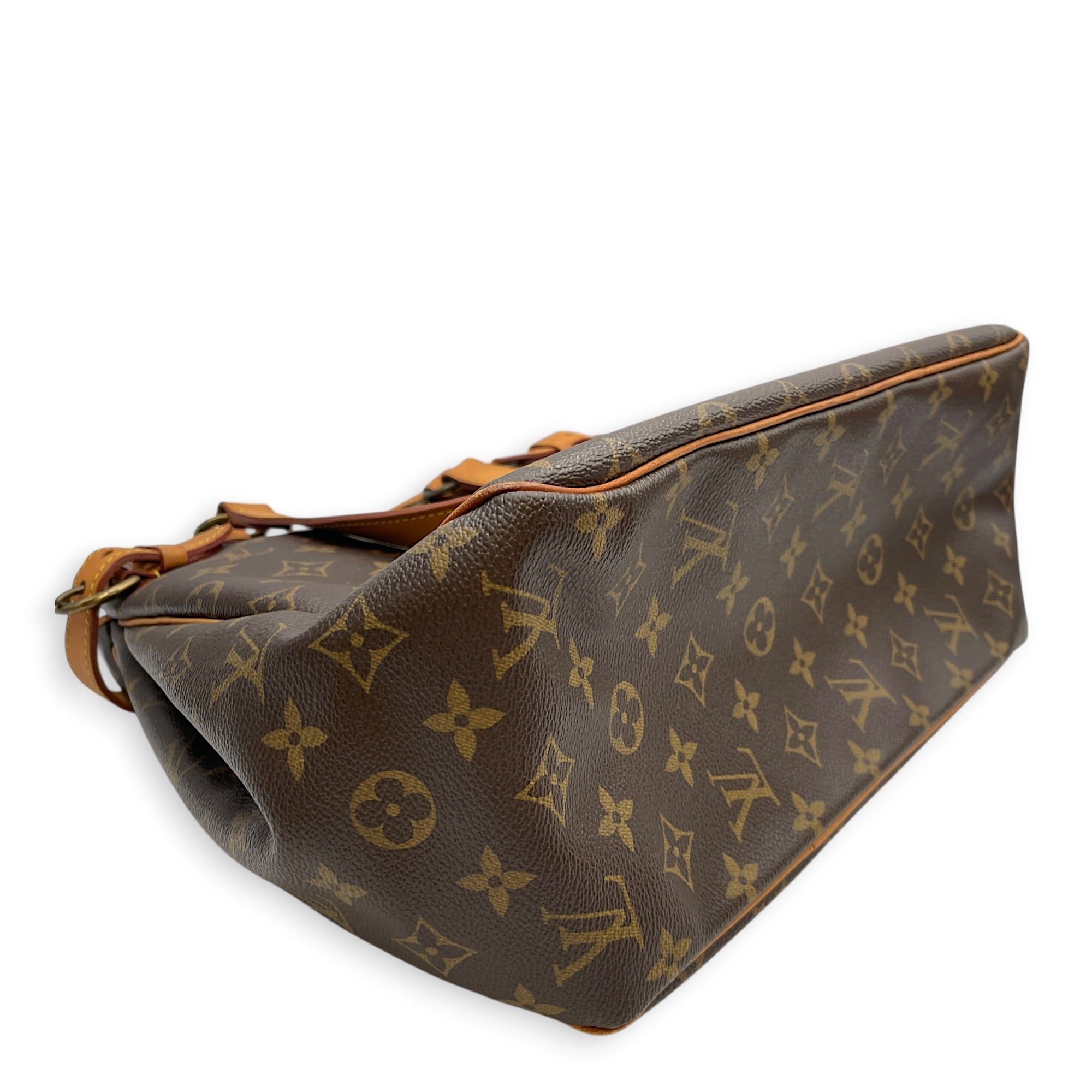 Batignolles Vertical Monogram Brown Shoulder Bag in Canvas Gold hardware