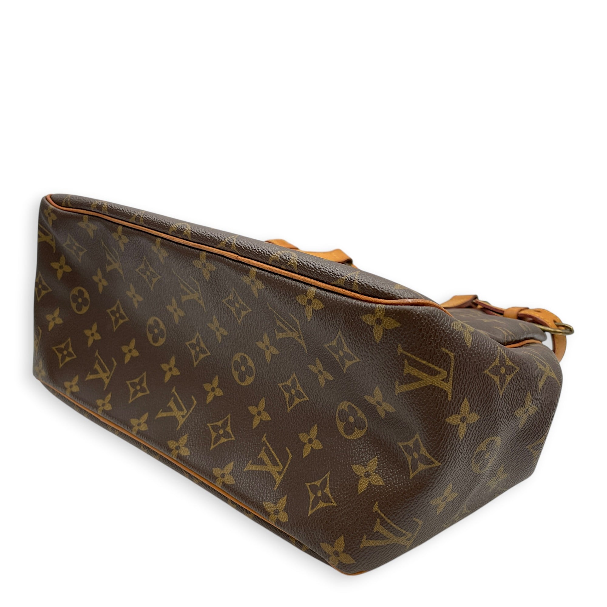 Batignolles Vertical Monogram Brown Shoulder Bag in Canvas Gold hardware