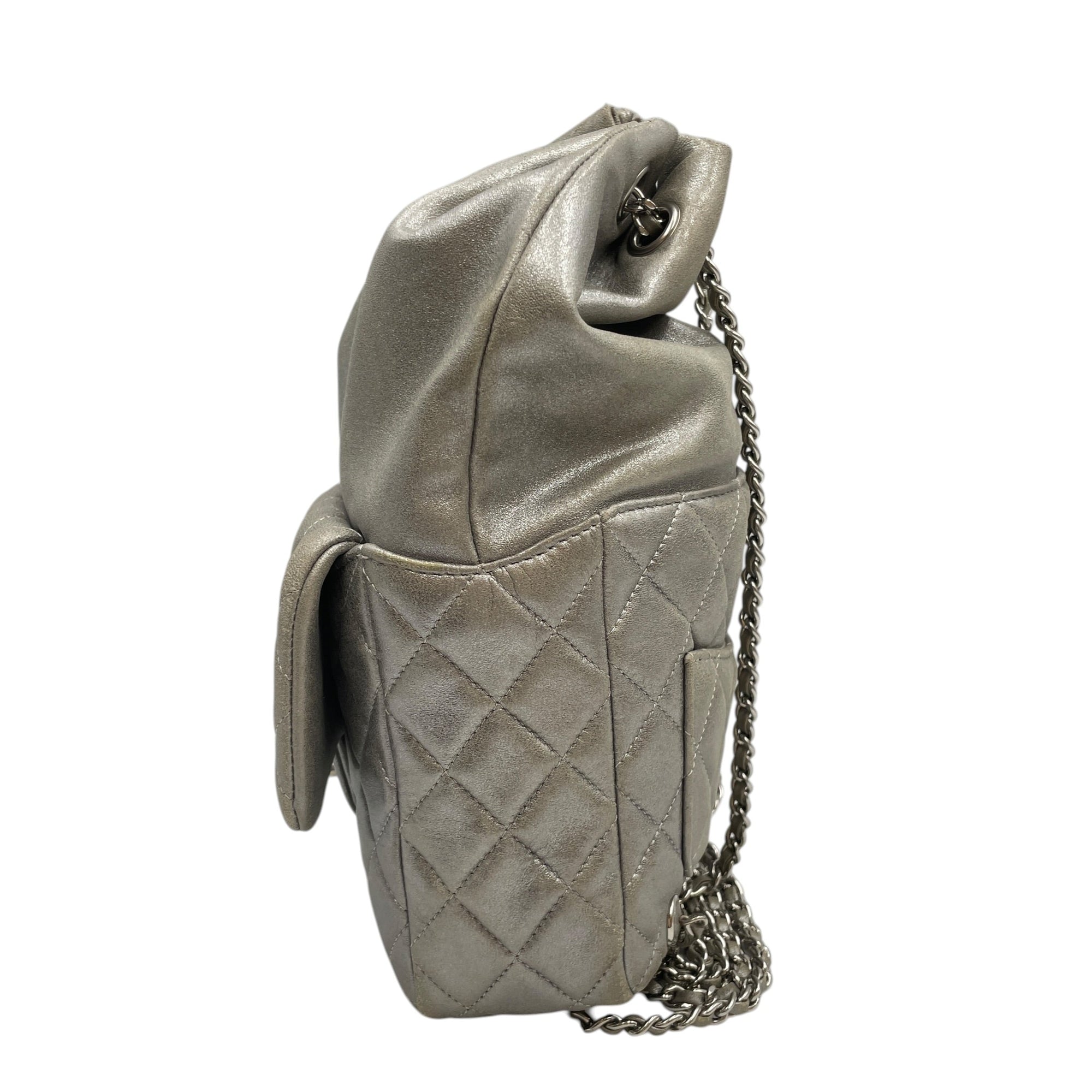 Quilted Seoul Metallic Silver  Backpack in Lambskin Silver hardware CL2603-20538 4
