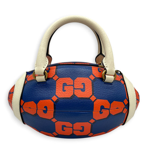 Mini Rugby Ball-Shaped Blue Crossbody Bag in Calfskin Gold hardware CL2603-20539 1