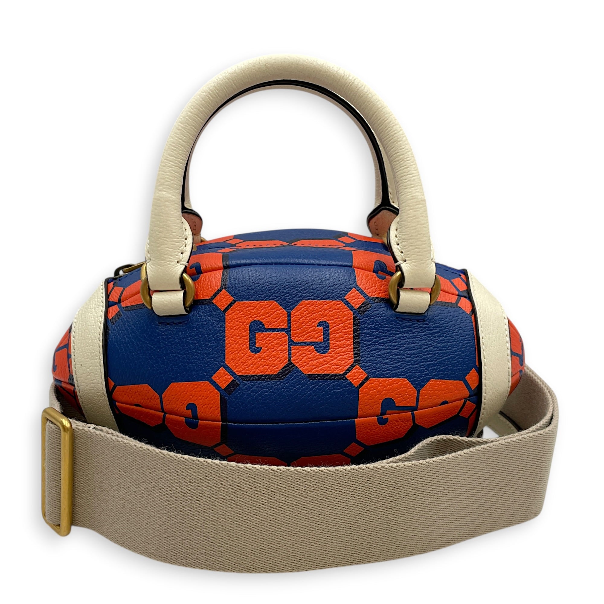 Mini Rugby Ball-Shaped Blue Crossbody Bag in Calfskin Gold hardware CL2603-20539 10