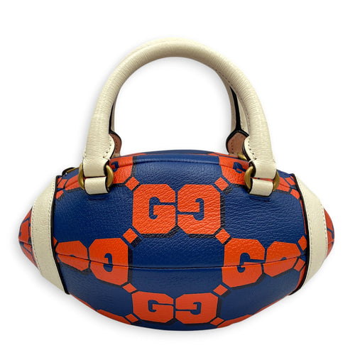 Mini Rugby Ball-Shaped Blue Crossbody Bag in Calfskin Gold hardware CL2603-20539 2