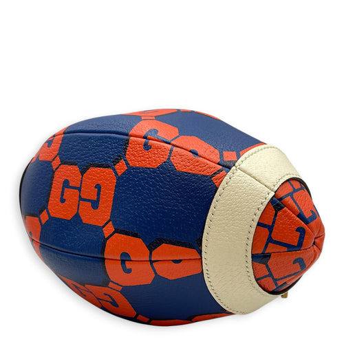 Mini Rugby Ball-Shaped Blue Crossbody Bag in Calfskin Gold hardware CL2603-20539 8