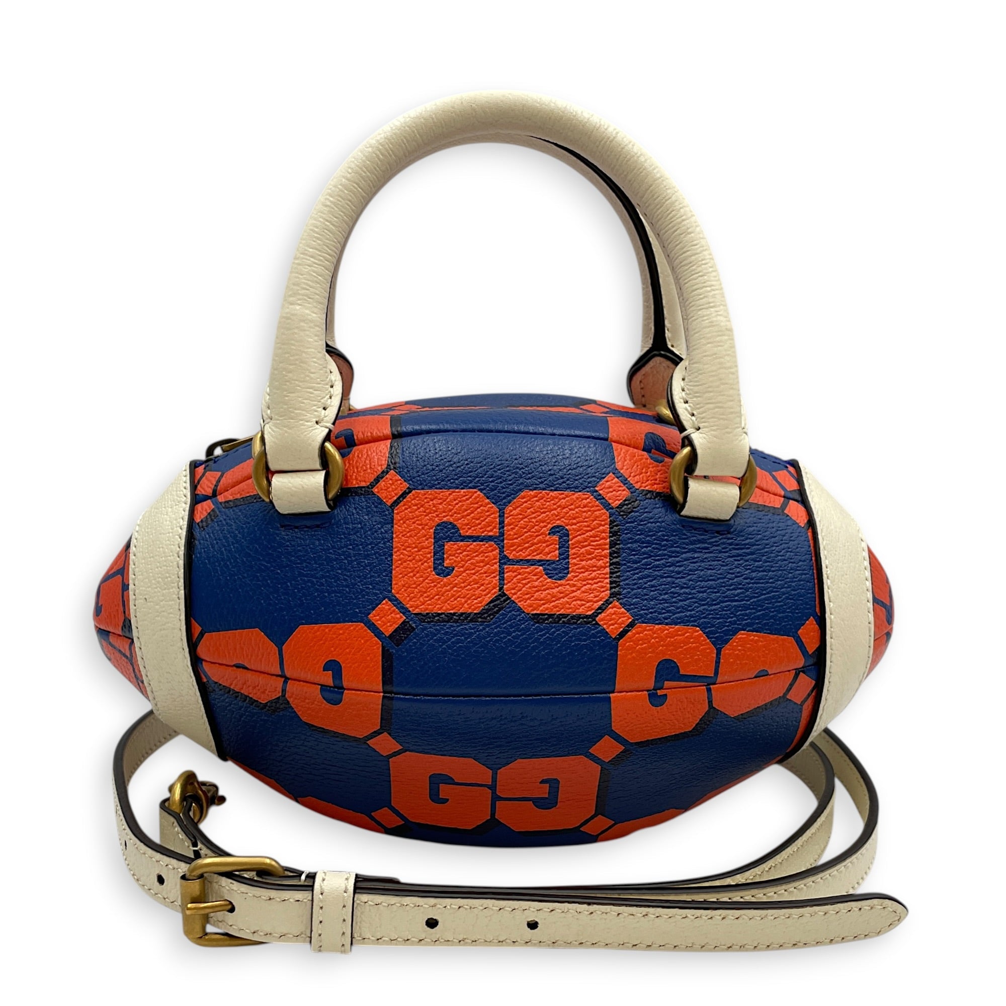 Mini Rugby Ball-Shaped Blue Crossbody Bag in Calfskin Gold hardware CL2603-20539 9