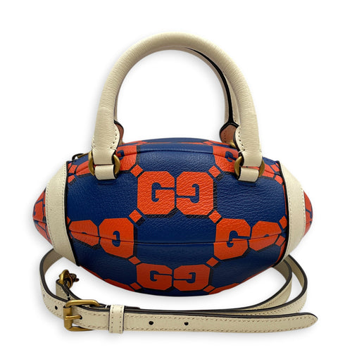 Mini Rugby Ball-Shaped Blue Crossbody Bag in Calfskin Gold hardware CL2603-20539 9