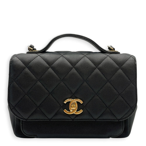 Business Affinity Small Black Shoulder Bag in Caviar Leather Gold hardware CL2603-20542 1