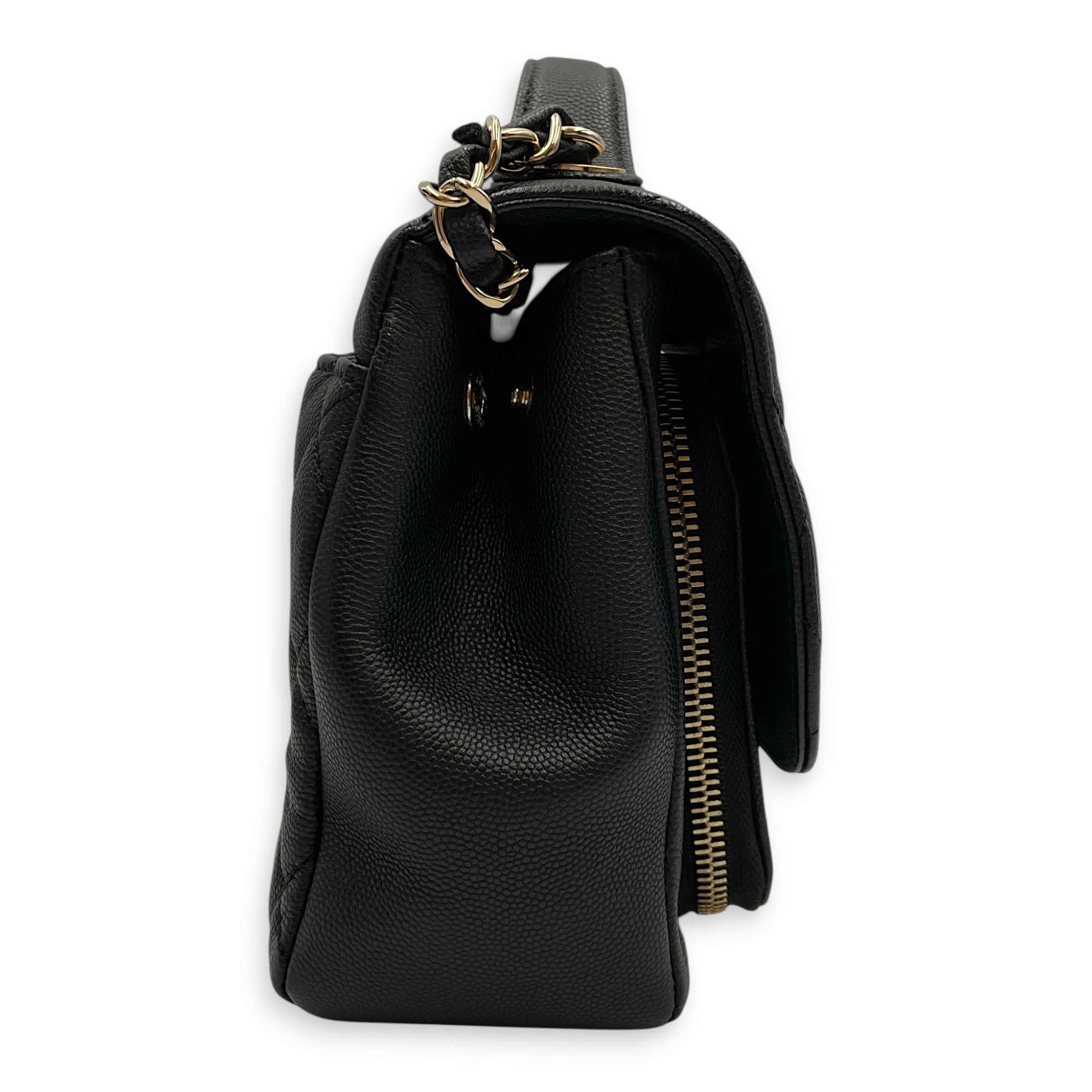 Business Affinity Small Black Shoulder Bag in Caviar Leather Gold hardware CL2603-20542 3