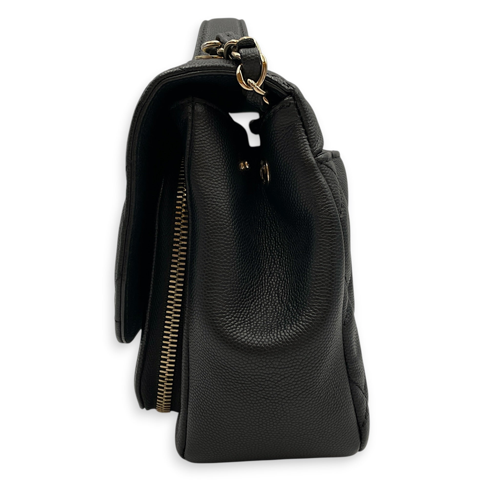 Business Affinity Small Black Shoulder Bag in Caviar Leather Gold hardware CL2603-20542 4