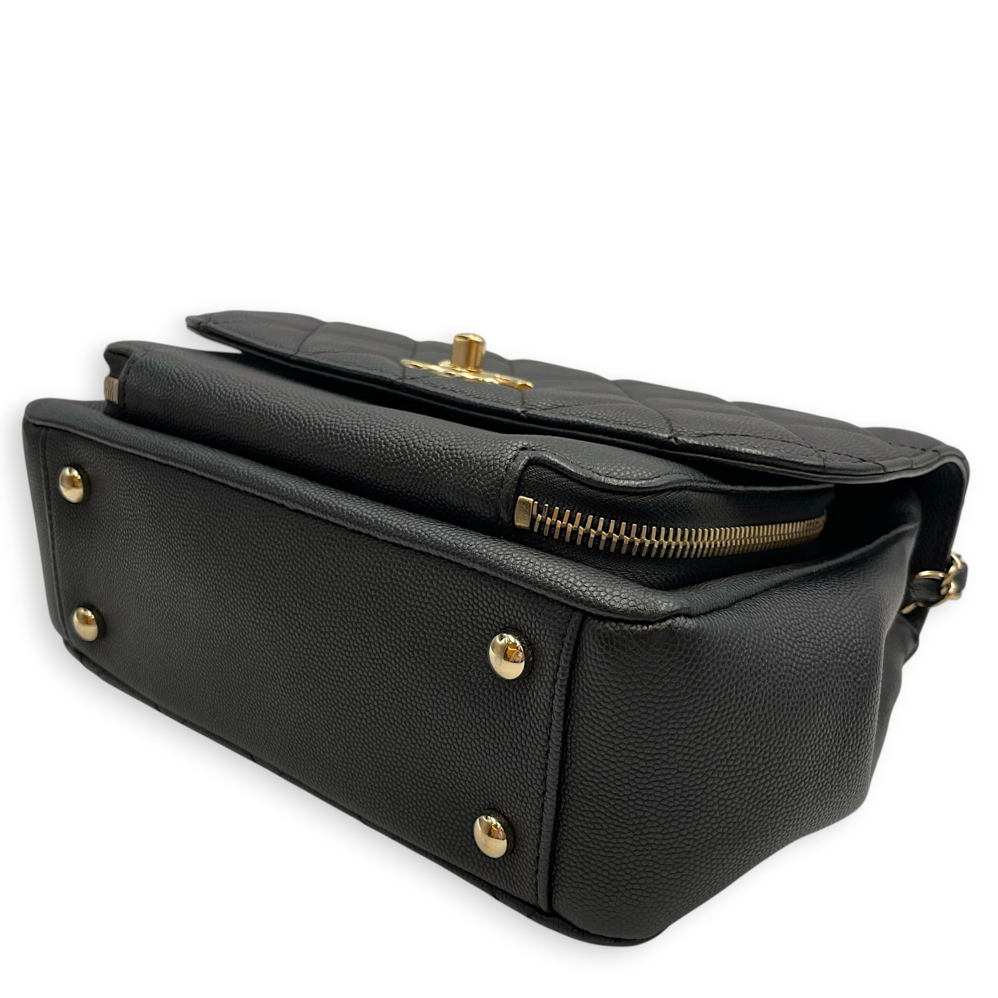 Business Affinity Small Black Shoulder Bag in Caviar Leather Gold hardware CL2603-20542 9