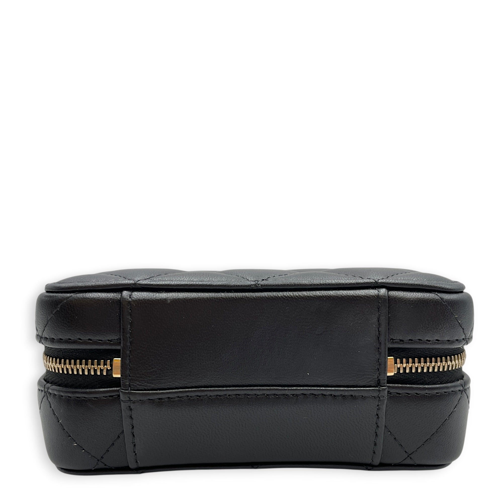 Quilted Chain Mini Black Top Handle Bag in Lambskin Gold hardware CL2603-20545 5