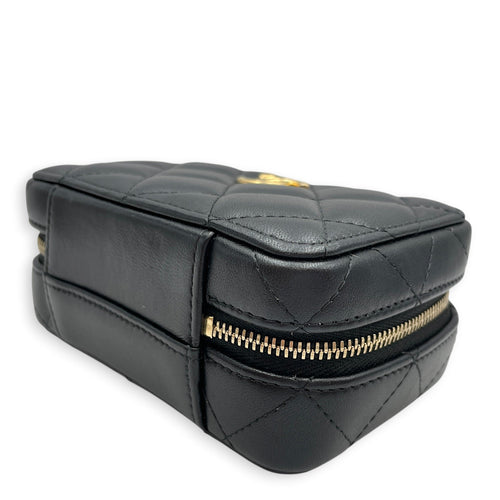 Quilted Chain Mini Black Top Handle Bag in Lambskin Gold hardware CL2603-20545 8