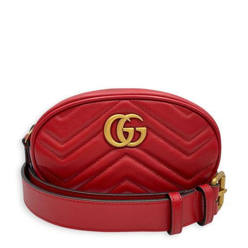 Marmont Matelasse Red Belt Bag in Calfskin Gold hardware CL2603-20549 8