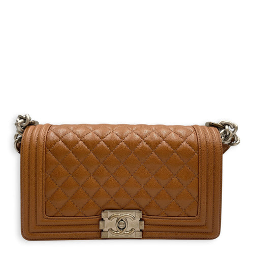Le Boy Medium Brown Shoulder Bag in Caviar Leather Silver hardware CL2603-20551 1
