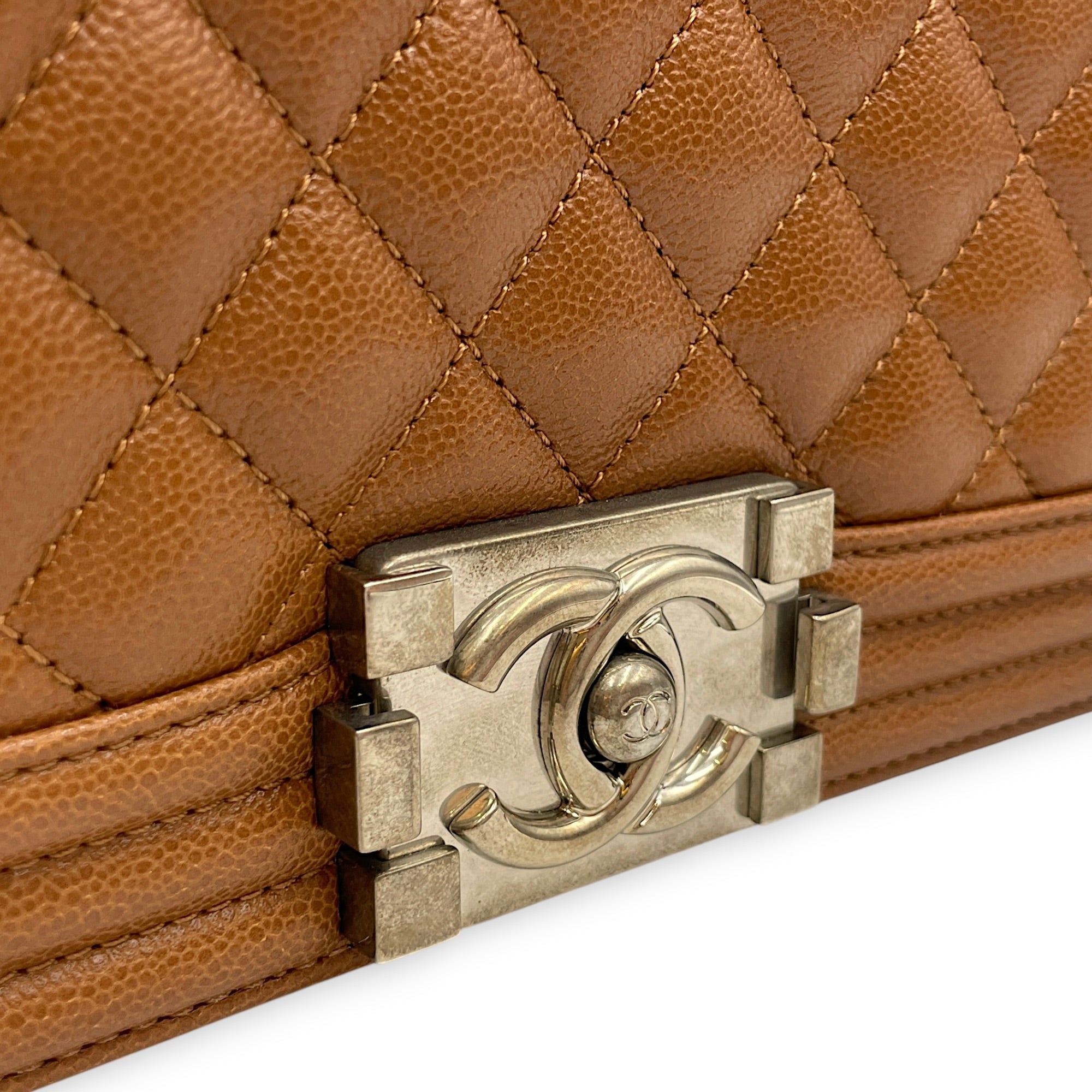 Le Boy Medium Brown Shoulder Bag in Caviar Leather Silver hardware CL2603-20551 10