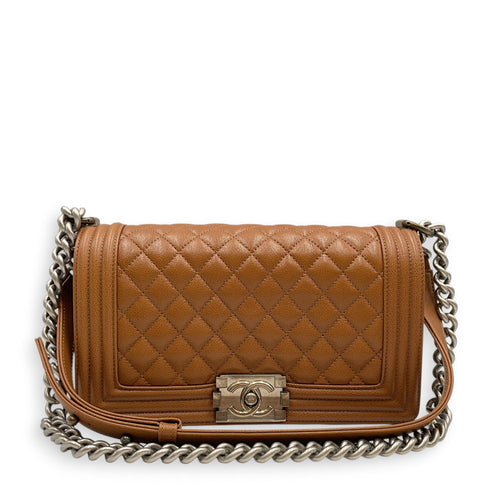 Le Boy Medium Brown Shoulder Bag in Caviar Leather Silver hardware CL2603-20551 11