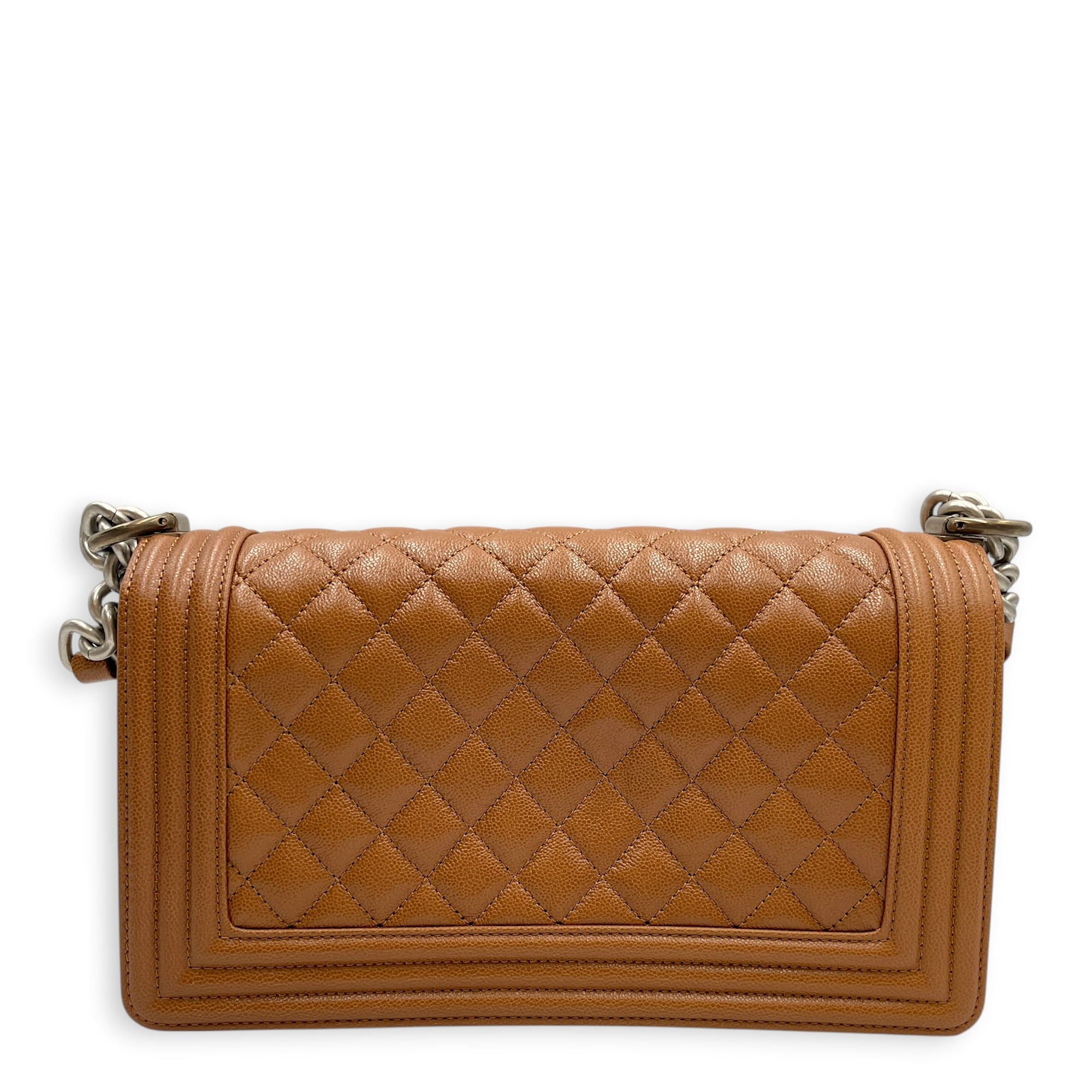 Le Boy Medium Brown Shoulder Bag in Caviar Leather Silver hardware CL2603-20551 2