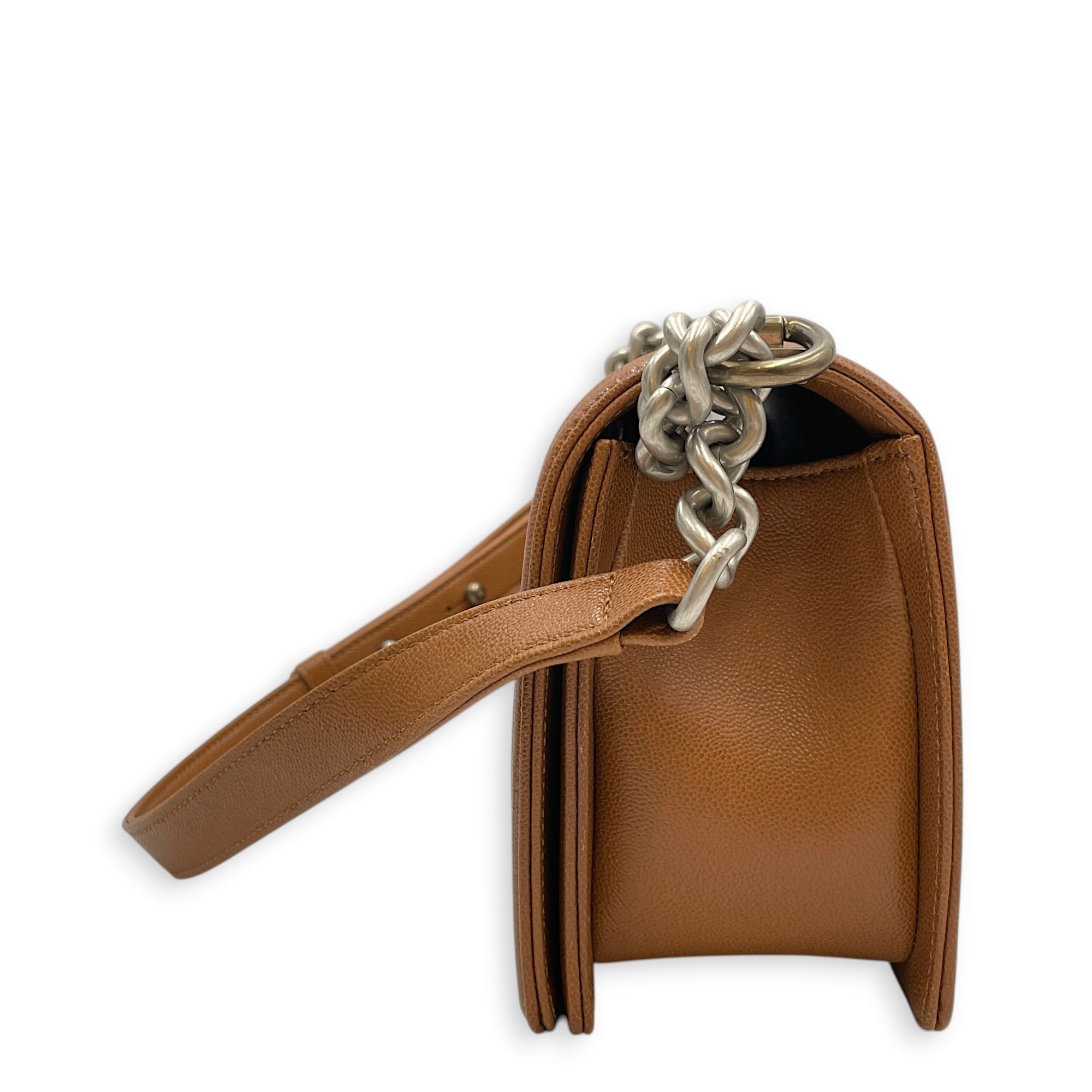 Le Boy Medium Brown Shoulder Bag in Caviar Leather Silver hardware CL2603-20551 4
