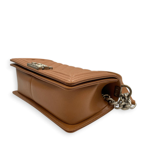 Le Boy Medium Brown Shoulder Bag in Caviar Leather Silver hardware CL2603-20551 9