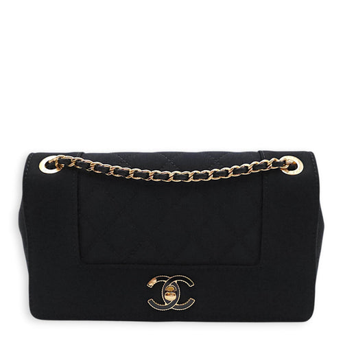 Mademoiselle Flap Black Shoulder Bag in Canvas Gold hardware CL2603-20552 1