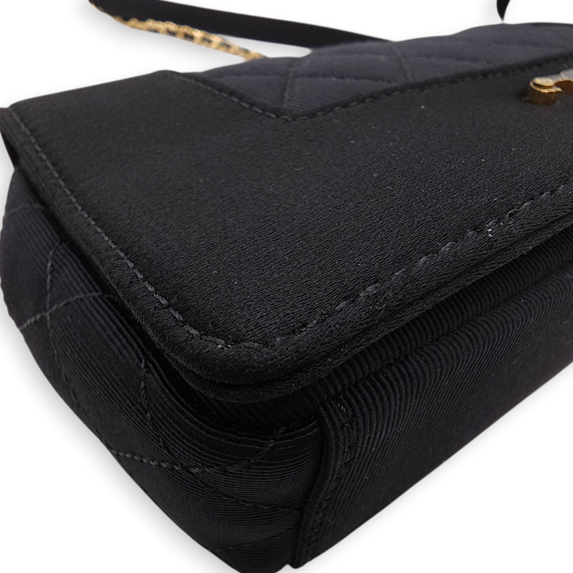 Mademoiselle Flap Black Shoulder Bag in Canvas Gold hardware CL2603-20552 10
