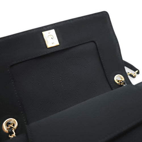 Mademoiselle Flap Black Shoulder Bag in Canvas Gold hardware CL2603-20552 12