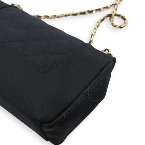 Mademoiselle Flap Black Shoulder Bag in Canvas Gold hardware CL2603-20552 13