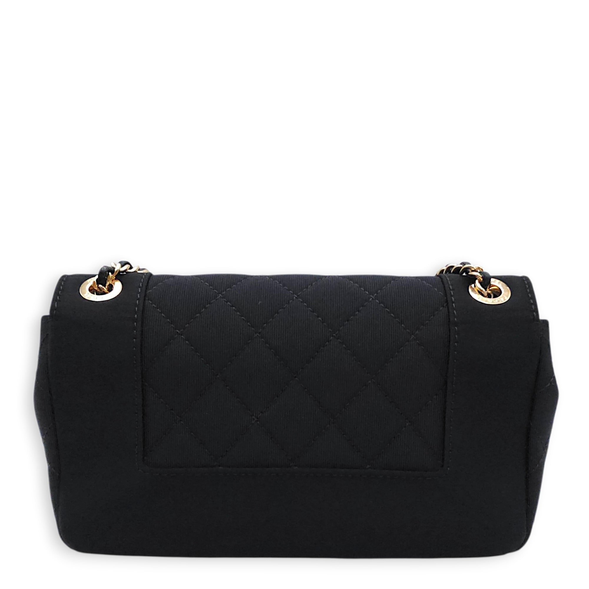 Mademoiselle Flap Black Shoulder Bag in Canvas Gold hardware CL2603-20552 2