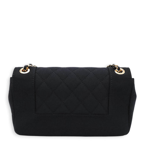 Mademoiselle Flap Black Shoulder Bag in Canvas Gold hardware CL2603-20552 2