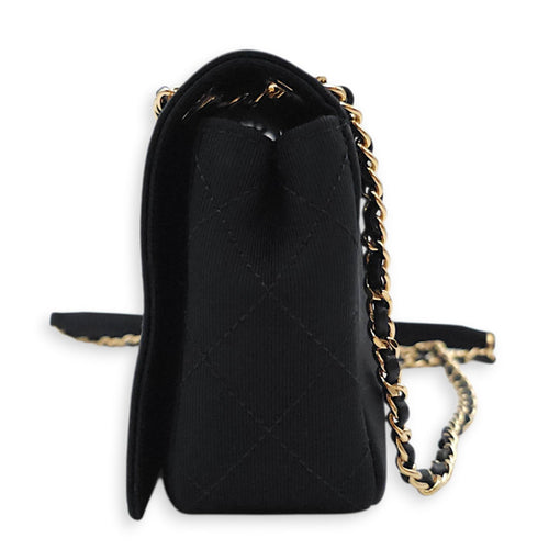 Mademoiselle Flap Black Shoulder Bag in Canvas Gold hardware CL2603-20552 4