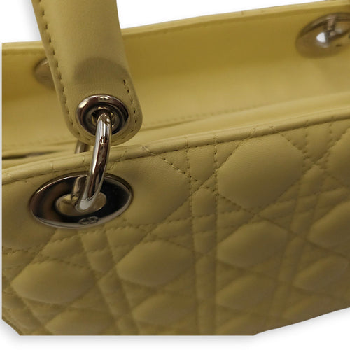Lady Dior Medium Yellow Top Handle Bag in Lambskin Silver hardware CL2603-20557 10