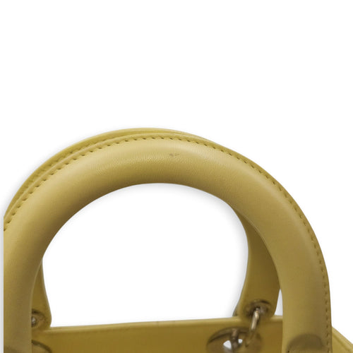 Lady Dior Medium Yellow Top Handle Bag in Lambskin Silver hardware CL2603-20557 11