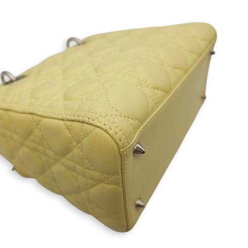 Lady Dior Medium Yellow Top Handle Bag in Lambskin Silver hardware CL2603-20557 13